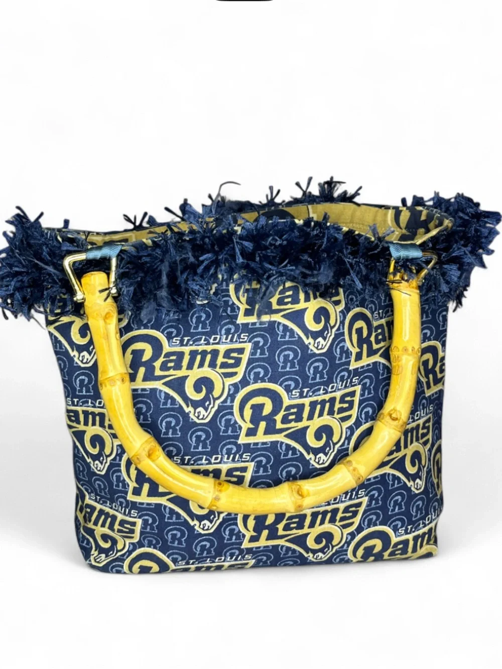 Vintage Y2K 1999 St Louis RAMS Professional Sports Team Bamboo Handle Boho Purse